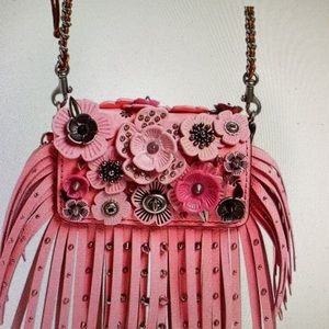 Coach 1941 Dinky Pink Tea Rise Fringe Bag with Kisslock interior Change Purse.